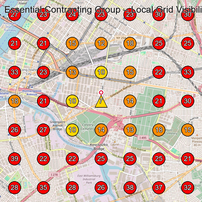 Essential Contracting Group GeoGrid visibility map for Scaffolding Service in Long Island City